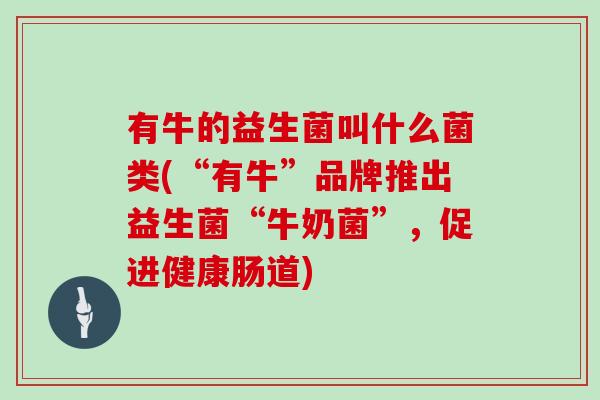 有牛的益生菌叫什么菌类(“有牛”品牌推出益生菌“牛奶菌”，促进健康肠道)