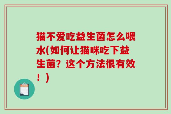猫不爱吃益生菌怎么喂水(如何让猫咪吃下益生菌？这个方法很有效！)