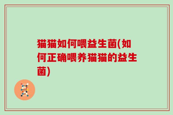 猫猫如何喂益生菌(如何正确喂养猫猫的益生菌)