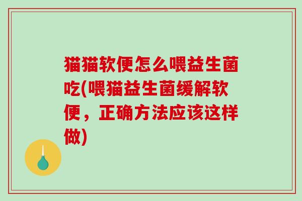 猫猫软便怎么喂益生菌吃(喂猫益生菌缓解软便，正确方法应该这样做)