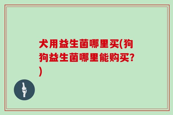 犬用益生菌哪里买(狗狗益生菌哪里能购买？)