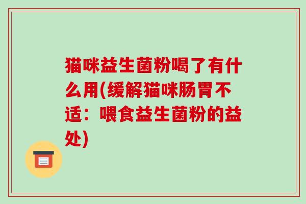 猫咪益生菌粉喝了有什么用(缓解猫咪肠胃不适：喂食益生菌粉的益处)