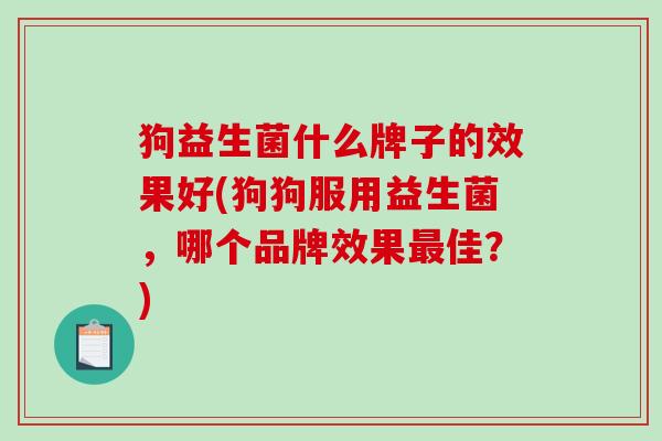 狗益生菌什么牌子的效果好(狗狗服用益生菌，哪个品牌效果最佳？)