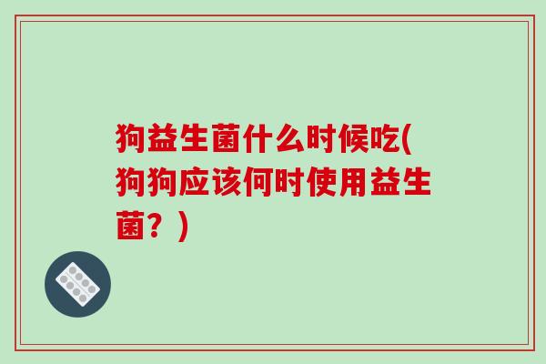 狗益生菌什么时候吃(狗狗应该何时使用益生菌？)