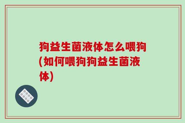 狗益生菌液体怎么喂狗(如何喂狗狗益生菌液体) 狗益生菌液体怎么喂狗(如何喂狗狗益生菌液体)