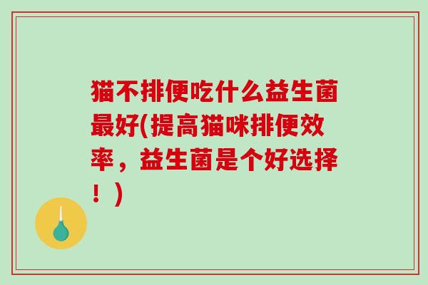 猫不排便吃什么益生菌最好(提高猫咪排便效率，益生菌是个好选择！)
