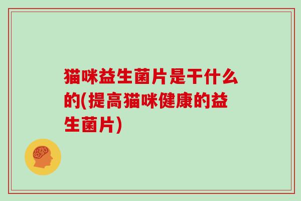 猫咪益生菌片是干什么的(提高猫咪健康的益生菌片)