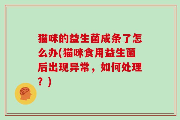 猫咪的益生菌成条了怎么办(猫咪食用益生菌后出现异常，如何处理？)