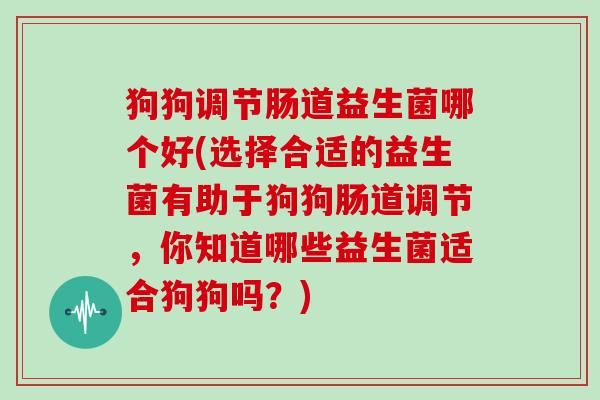 狗狗调节肠道益生菌哪个好(选择合适的益生菌有助于狗狗肠道调节，你知道哪些益生菌适合狗狗吗？)