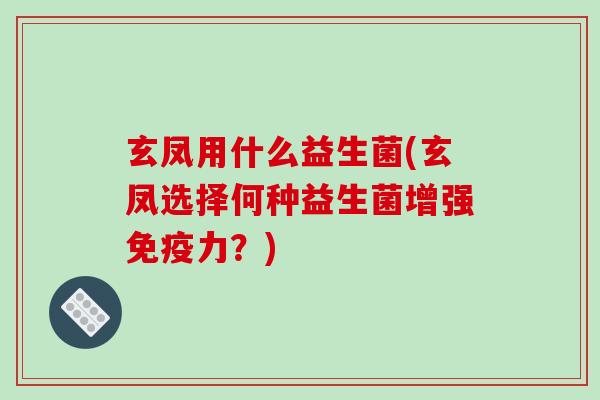 玄凤用什么益生菌(玄凤选择何种益生菌增强力？)
