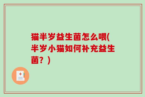 猫半岁益生菌怎么喂(半岁小猫如何补充益生菌？)