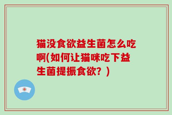 猫没食欲益生菌怎么吃啊(如何让猫咪吃下益生菌提振食欲？)