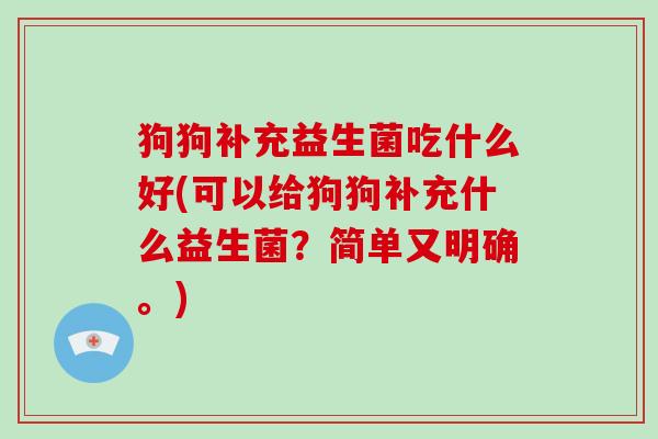 狗狗补充益生菌吃什么好(可以给狗狗补充什么益生菌？简单又明确。)