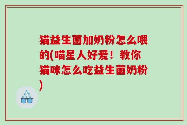 猫益生菌加奶粉怎么喂的(喵星人好爱！教你猫咪怎么吃益生菌奶粉)