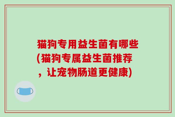 猫狗专用益生菌有哪些(猫狗专属益生菌推荐，让宠物肠道更健康)