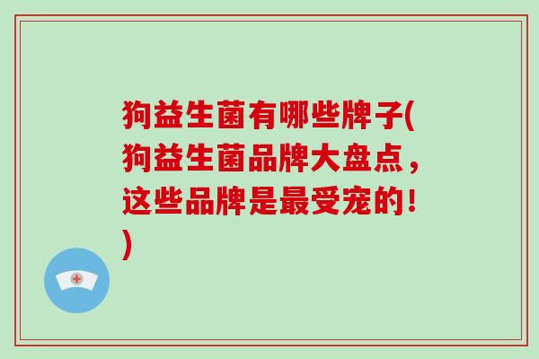 狗益生菌有哪些牌子(狗益生菌品牌大盘点，这些品牌是受宠的！)