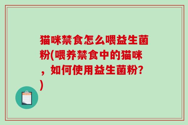 猫咪禁食怎么喂益生菌粉(喂养禁食中的猫咪，如何使用益生菌粉？)