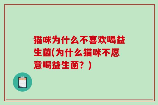 猫咪为什么不喜欢喝益生菌(为什么猫咪不愿意喝益生菌？)