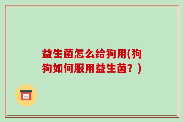 益生菌怎么给狗用(狗狗如何服用益生菌？)