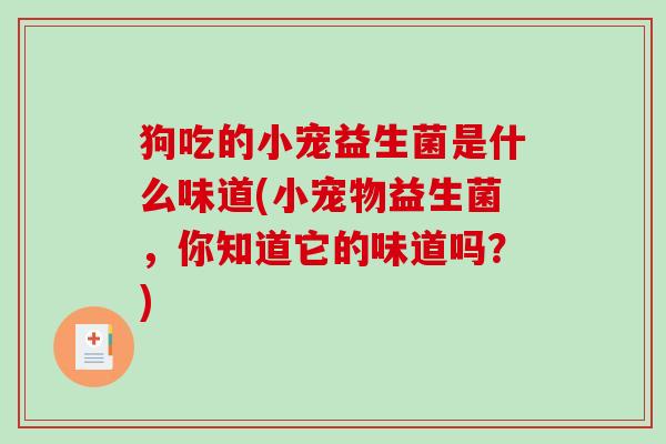 狗吃的小宠益生菌是什么味道(小宠物益生菌，你知道它的味道吗？)