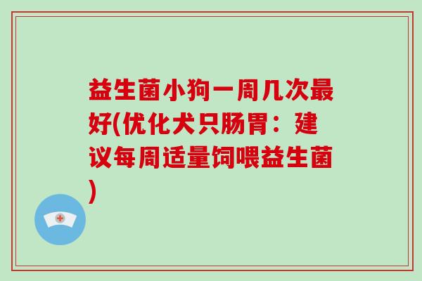 益生菌小狗一周几次最好(优化犬只肠胃：建议每周适量饲喂益生菌)