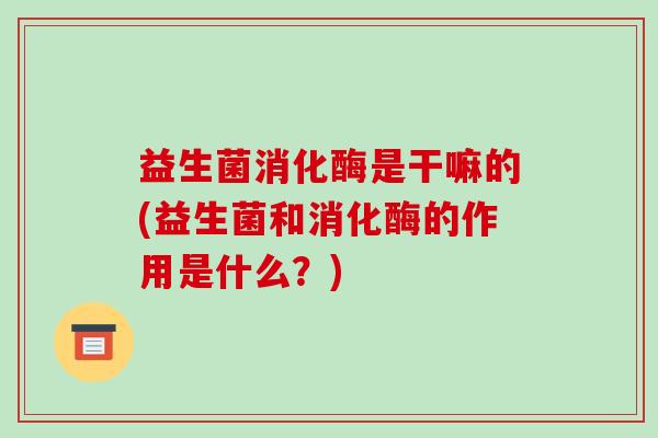 益生菌消化酶是干嘛的(益生菌和消化酶的作用是什么？)