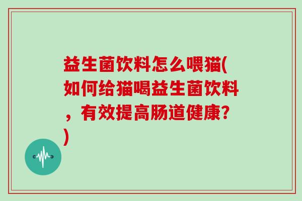 益生菌饮料怎么喂猫(如何给猫喝益生菌饮料，有效提高肠道健康？)
