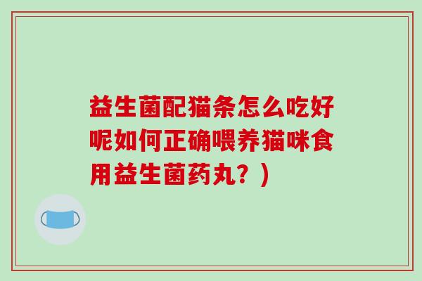 益生菌配猫条怎么吃好呢如何正确喂养猫咪食用益生菌药丸？)