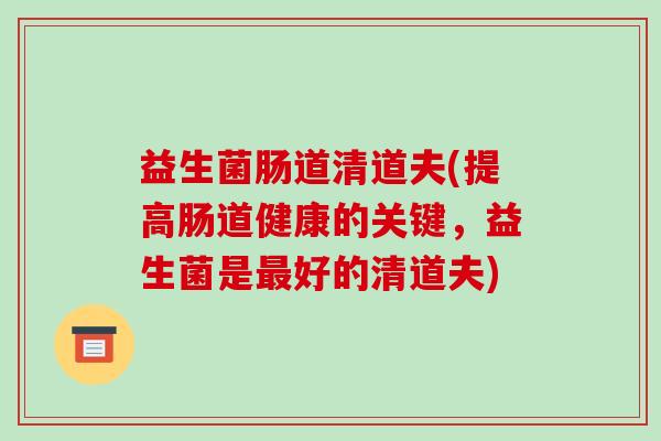 益生菌肠道清道夫(提高肠道健康的关键，益生菌是最好的清道夫)