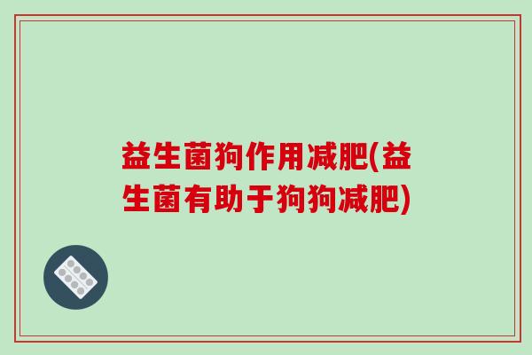 益生菌狗作用减肥(益生菌有助于狗狗减肥)