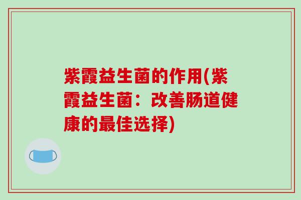 紫霞益生菌的作用(紫霞益生菌：改善肠道健康的佳选择)