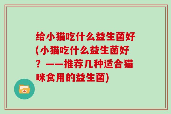 给小猫吃什么益生菌好(小猫吃什么益生菌好？——推荐几种适合猫咪食用的益生菌)