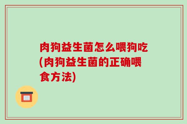 肉狗益生菌怎么喂狗吃(肉狗益生菌的正确喂食方法)