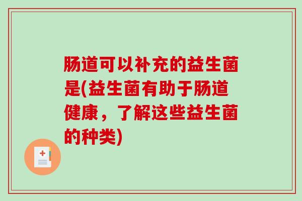 肠道可以补充的益生菌是(益生菌有助于肠道健康，了解这些益生菌的种类)