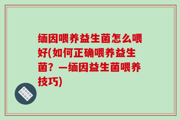 缅因喂养益生菌怎么喂好(如何正确喂养益生菌？—缅因益生菌喂养技巧)