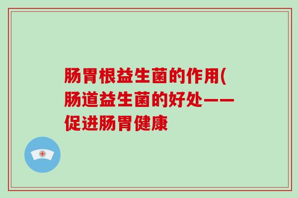 肠胃根益生菌的作用(肠道益生菌的好处——促进肠胃健康