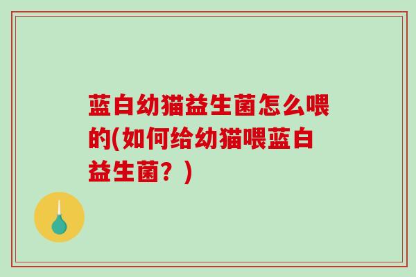 蓝白幼猫益生菌怎么喂的(如何给幼猫喂蓝白益生菌?) 蓝白幼猫益生菌怎么喂的(如何给幼猫喂蓝白益生菌?)