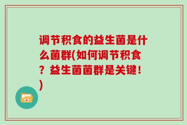 调节积食的益生菌是什么菌群(如何调节积食？益生菌菌群是关键！)