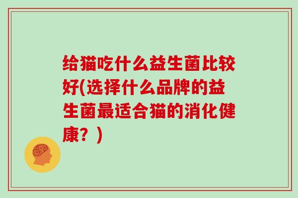 给猫吃什么益生菌比较好(选择什么品牌的益生菌适合猫的消化健康？)
