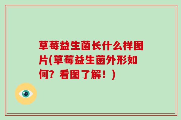 草莓益生菌长什么样图片(草莓益生菌外形如何?看图了解!) 草莓益生菌长什么样图片(草莓益生菌外形如何?看图了解!)