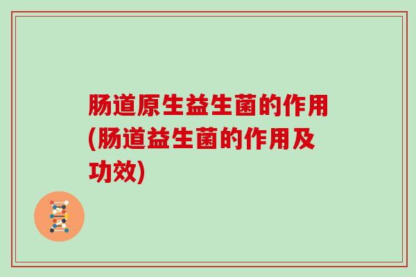肠道原生益生菌的作用(肠道益生菌的作用及功效)