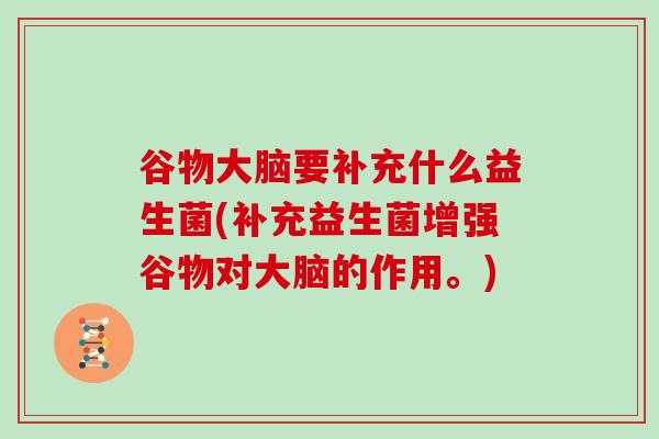 谷物大脑要补充什么益生菌(补充益生菌增强谷物对大脑的作用。)