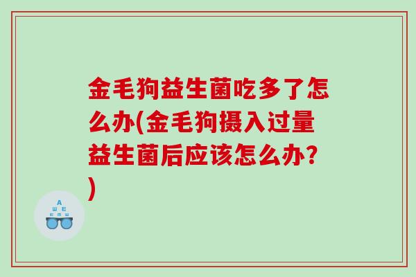 金毛狗益生菌吃多了怎么办(金毛狗摄入过量益生菌后应该怎么办?) 金毛狗益生菌吃多了怎么办(金毛狗摄入过量益生菌后应该怎么办?)