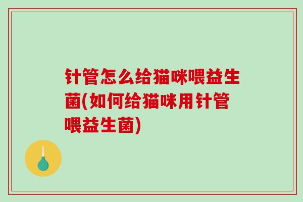 针管怎么给猫咪喂益生菌(如何给猫咪用针管喂益生菌)