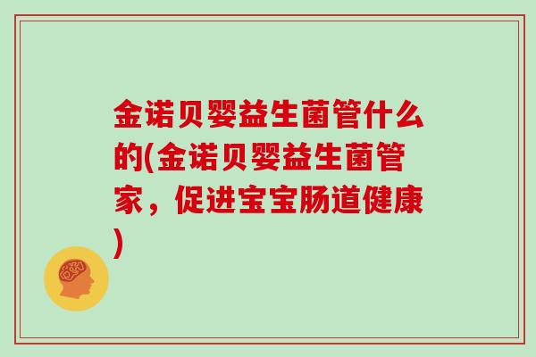 金诺贝婴益生菌管什么的(金诺贝婴益生菌管家，促进宝宝肠道健康)
