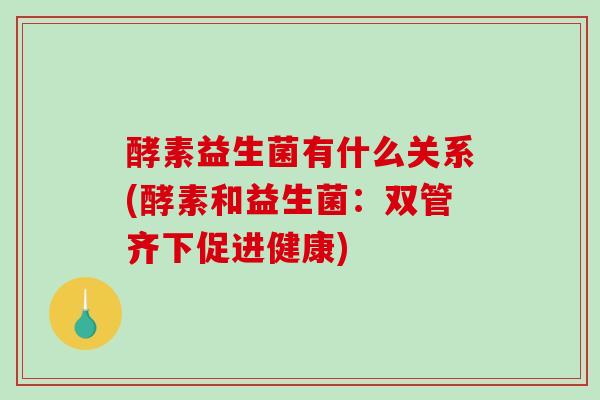 酵素益生菌有什么关系(酵素和益生菌：双管齐下促进健康)