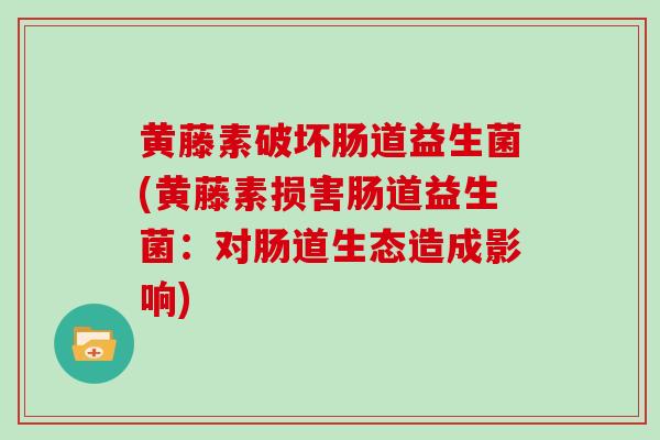 黄藤素破坏肠道益生菌(黄藤素损害肠道益生菌：对肠道生态造成影响)