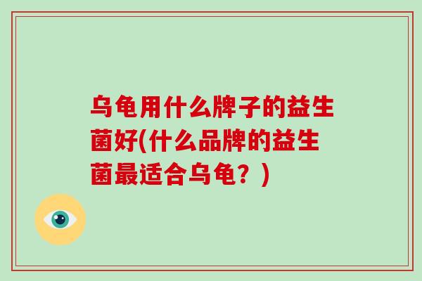 乌龟用什么牌子的益生菌好(什么品牌的益生菌最适合乌龟？)