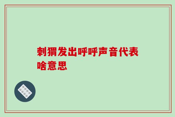 刺猬发出呼呼声音代表啥意思