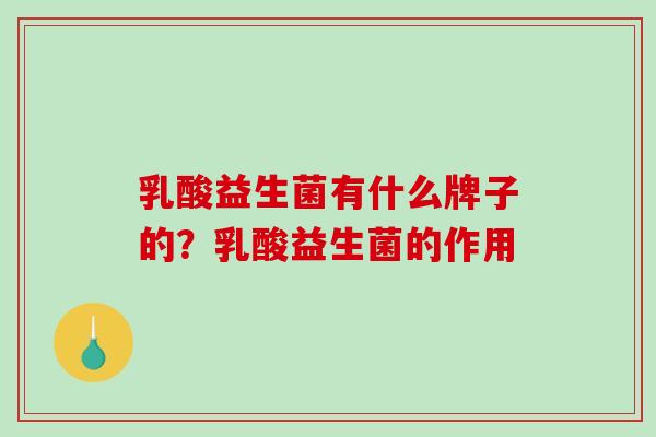 乳酸益生菌有什么牌子的？乳酸益生菌的作用